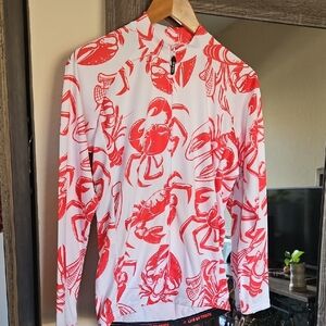 Life On Track White and Red Lobster Crab Crustaceans Print Jersey